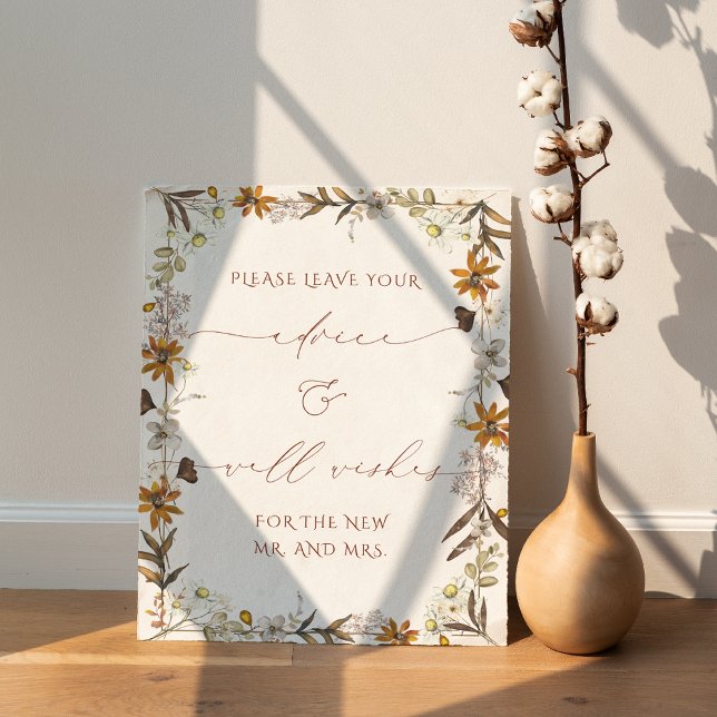 Rustic Boho Floral Advice and Wishes Wedding Sign (Creator Uploaded)