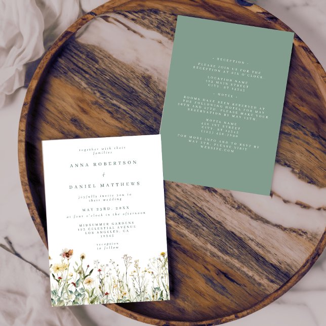 Rustic Boho Floral All in One Wedding Invitation (Creator Uploaded)
