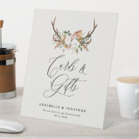 Rustic Boho Floral Antler Wedding Card & Gift