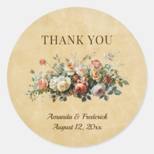 Rustic boho floral arrangement classic round sticker