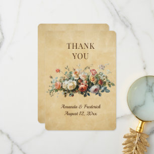 Rustic boho floral arrangement thank you card