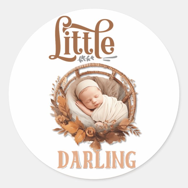 Rustic Boho Floral Baby Shower  Classic Round Sticker (Front)