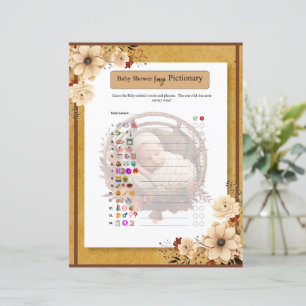 Rustic Boho Floral Baby Shower Emoji Game