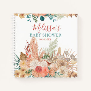 Rustic Boho Floral Baby Shower Guest Notebook