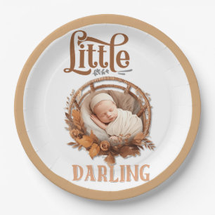 Rustic Boho Floral Baby Shower   Paper Plate