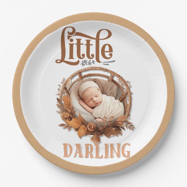 Rustic Boho Floral Baby Shower   Paper Plate (Front)