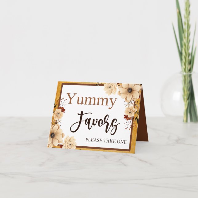 Rustic Boho Floral Baby Shower Table Card (Front)