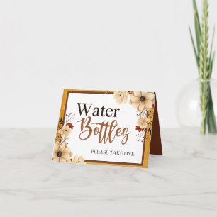 Rustic Boho Floral Baby Shower Water Bottle Table Card