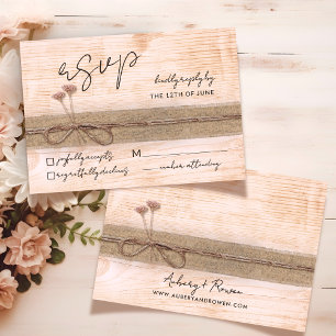 Rustic Boho Floral Blush Wood Wildflower Wedding RSVP Card