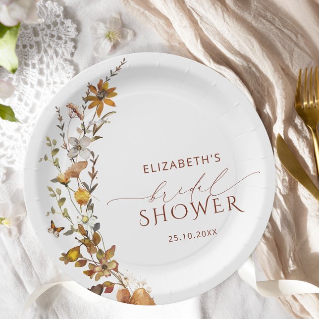 Rustic Boho Floral Bridal Shower  Paper Plate (Creator Uploaded)