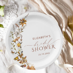 Rustic Boho Floral Bridal Shower Paper Plate