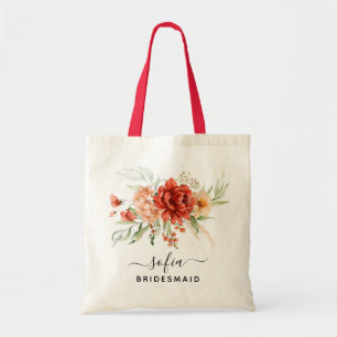 Rustic Boho Floral Bridesmaid Wedding Tote Bag