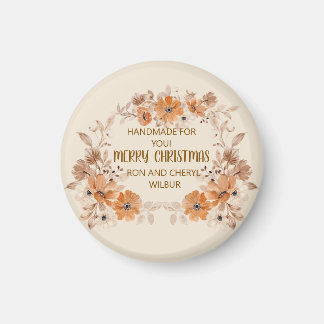 Rustic Boho Floral Christmas Magnet