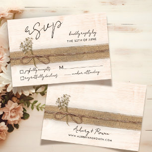 Rustic Boho Floral Eco Wood Wildflower Wedding RSVP Card