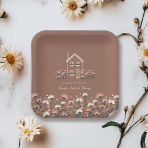 Rustic Boho Floral Fall Housewarming Party Paper Plate