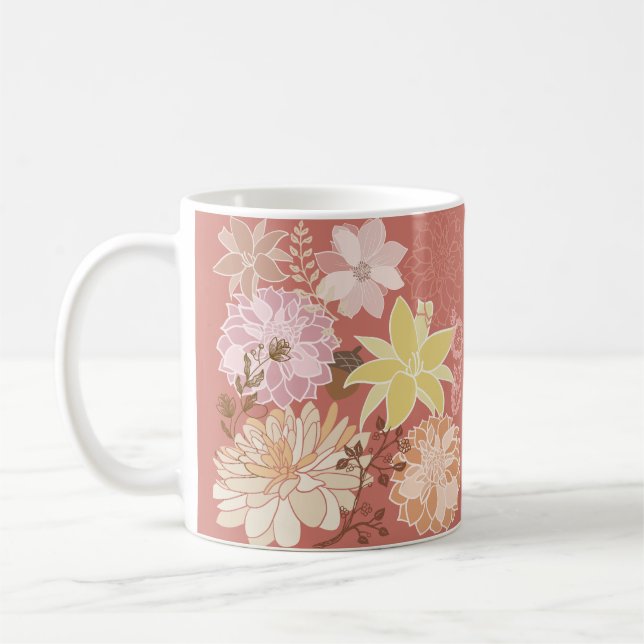 Rustic Boho Floral Pattern Coffee Mug (Left)