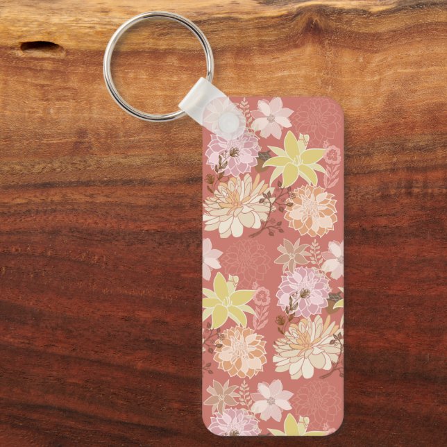Rustic Boho Floral Pattern Key Ring (Front)