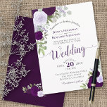 Rustic Boho Floral Plum & Dusty Purple Wedding Invitation<br><div class="desc">This beautiful wedding invitation features a rustic boho chic design with hand painted watercolor roses in shades of plum, dusty purple, and lavender. The elegant bouquet includes sprigs of lavender, eucalyptus, baby's breath and other leaves foliage and greenery all on a classic white background. Wonderful way to invite your friends...</div>