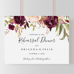 Rustic Boho Floral Rehearsal Dinner Welcome Sign