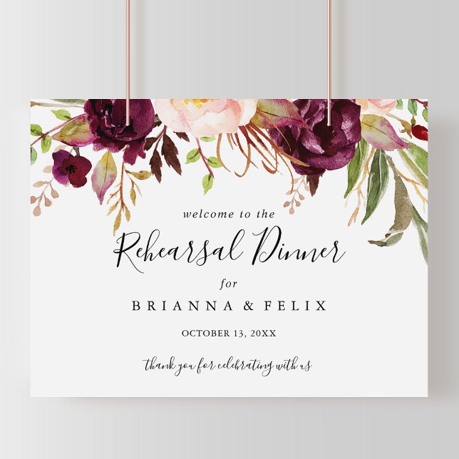 Rustic Boho Floral Rehearsal Dinner Welcome Sign (Creator Uploaded)