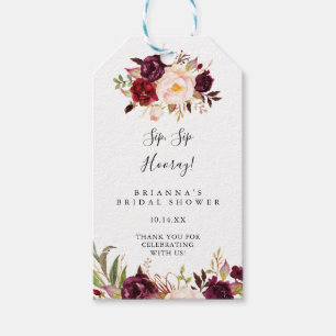 Rustic Boho Floral Sip Sip Hooray Bridal Shower Gift Tags
