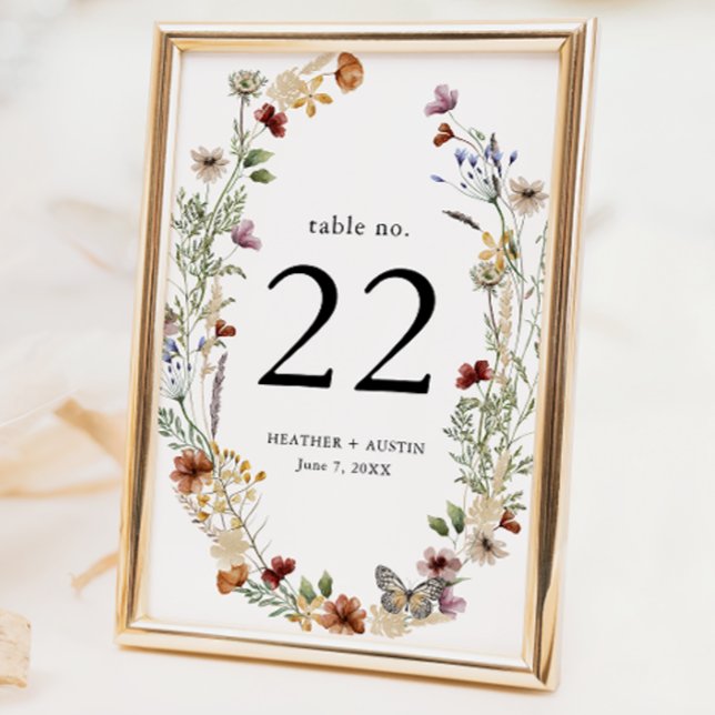 Rustic Boho Floral Table Number (White Rustic Boho Floral Table Number by Painted Paperie
)