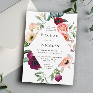Rustic Boho Floral Watercolor Wedding Invitation