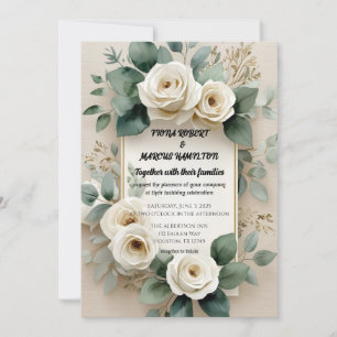Rustic Boho Floral Wedding Invitation 