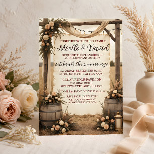 Rustic Boho Floral Wedding Invitation
