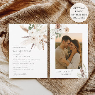 Rustic Boho Floral Wedding Invitation