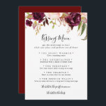 Rustic Boho Floral Wedding Kissing Menu Game Card<br><div class="desc">This rustic boho floral wedding kissing menu game card is perfect for a modern wedding reception. The design features pink,  purple,  red,  and burgundy watercolor peonies clustered into elegant bouquets with green foliage,  inspiring natural beauty.</div>