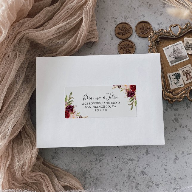 Rustic Boho Floral Wedding RSVP Address Label (Creator Uploaded)