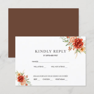 Rustic Boho Floral Wedding RSVP Invitation