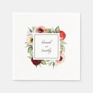 Rustic Boho Floral Wedding with Names Napkin