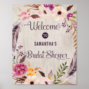 Rustic Boho Floral Welcome Poster Bridal Shower