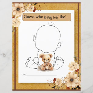 Rustic Boho Floral Who will Baby Look Like Game