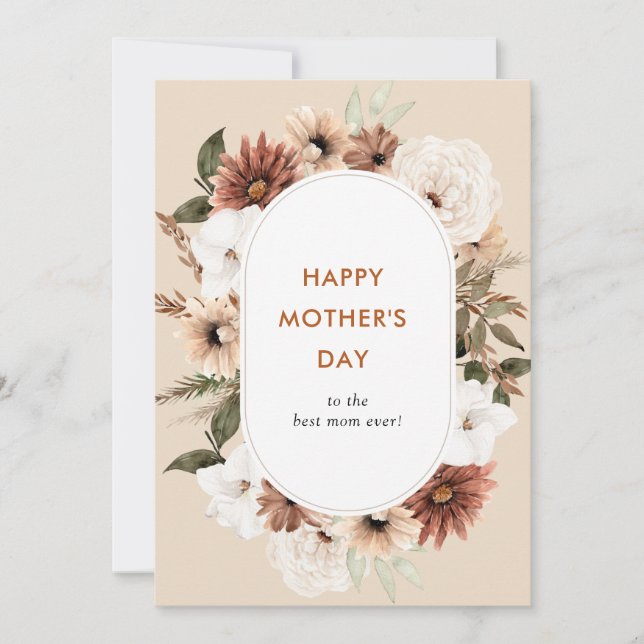 Rustic boho flowers happy mother's day photo card (Front)