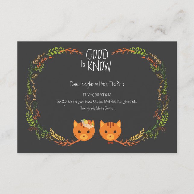 Rustic Boho Forest Cats Wedding Invitation (Front)