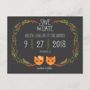Rustic Boho Forest Cats Wedding Invitation