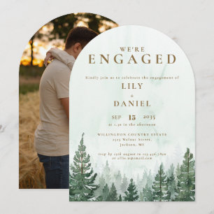Rustic Boho Forest Engagement Party Photo Arch Invitation