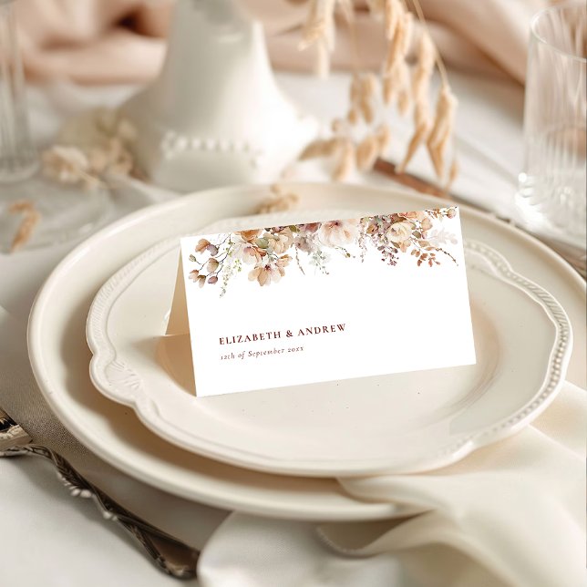 Rustic Boho Garden Flowers Wedding Place Card (Creator Uploaded)