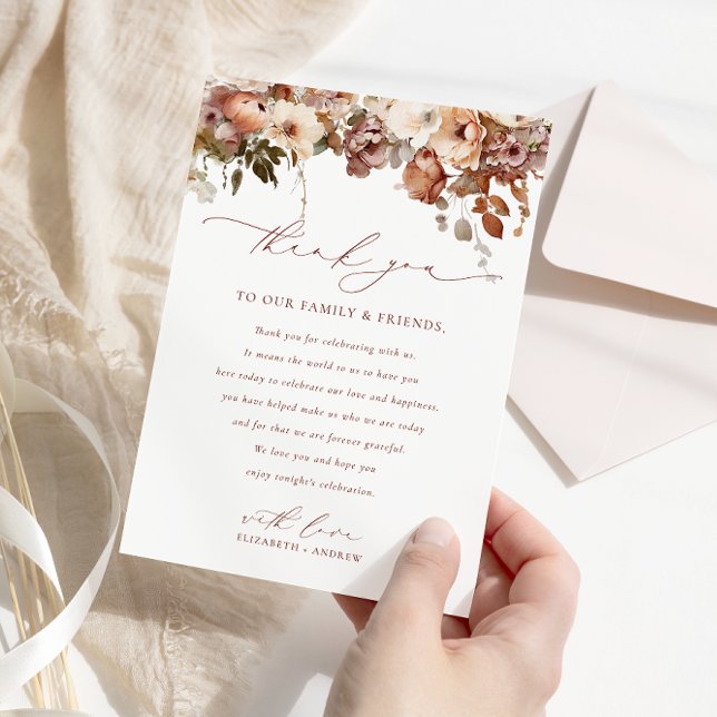 Rustic Boho Garden Flowers Wedding Thank You Card (Creator Uploaded)