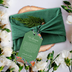 Rustic Boho Green Wedding Welcome Gift Bag Basket Tags