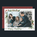 Rustic Boho Greenery Merry Christmas 1 Photo Holiday Card<br><div class="desc">This neutral boho style design features minimal winter greenery, with dry brush effect photo holder and text in trending boho palette colours. Add an optional message on the back or change the backer design (3 options available). QUICK TIP: To change the colour of the background/pattern/text to match with your photo...</div>