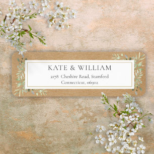 Rustic Boho Greenery Watercolor Foliage Address Return Address Label