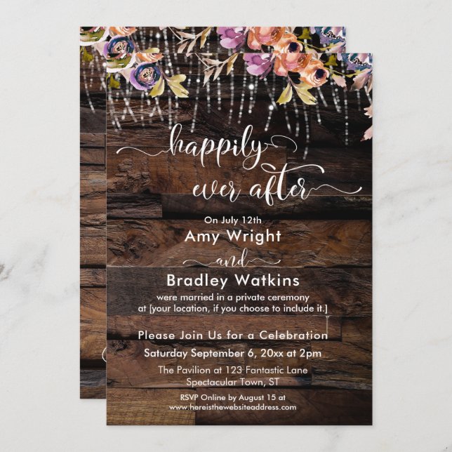 Rustic Boho Happily Ever AfterReception-Only Invitation (Front/Back)