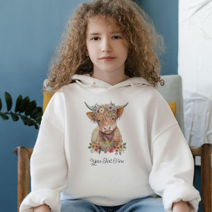 Rustic Boho Highland Cow pink floral Watercolor