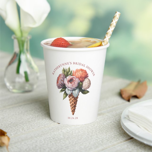 Rustic Boho Ice Cream Bridal Shower Paper Cups (Insitu)