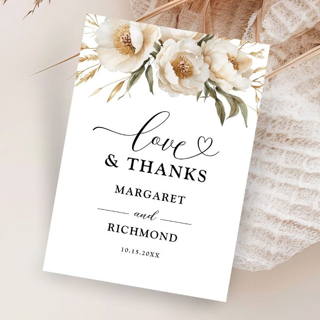 Rustic Boho Ivory Floral Wedding Thank You Card (Creator Uploaded)