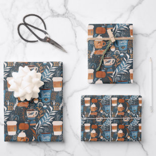 Rustic Boho Latte Fall Wrapping Paper Sheet